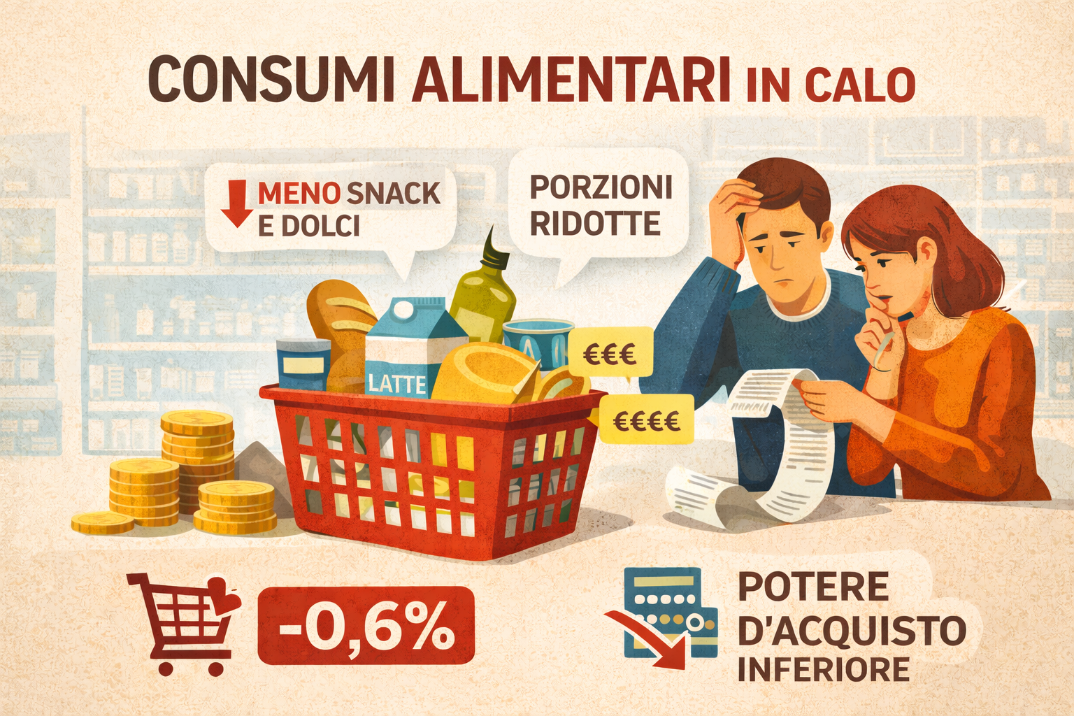 Inflazione alimentare in Italia: prezzi in crescita e consumi in frenata