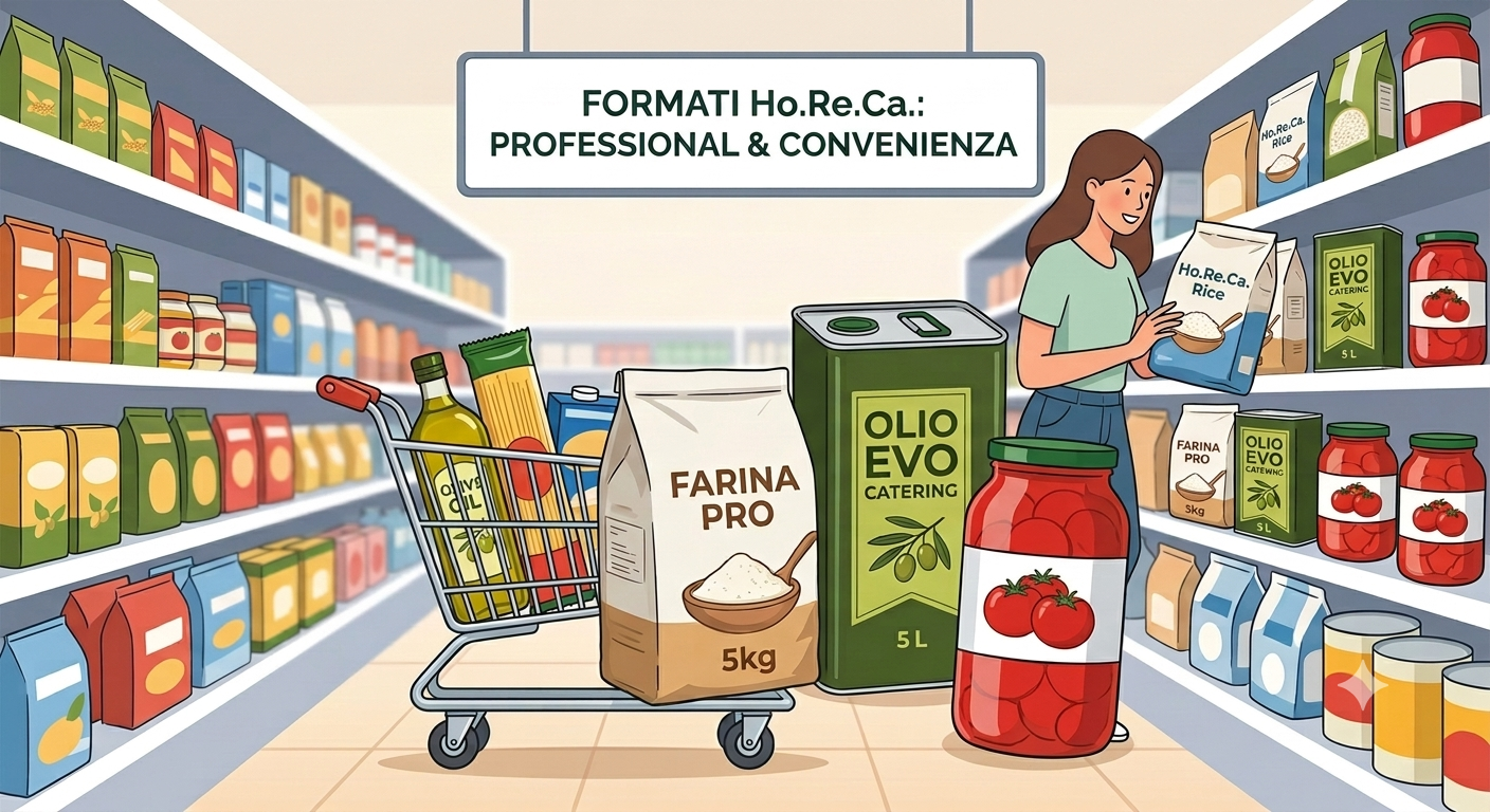 L’Invasione dei Maxi-Formati: perché i prodotti Ho.Re.Ca stanno conquistando i supermercati